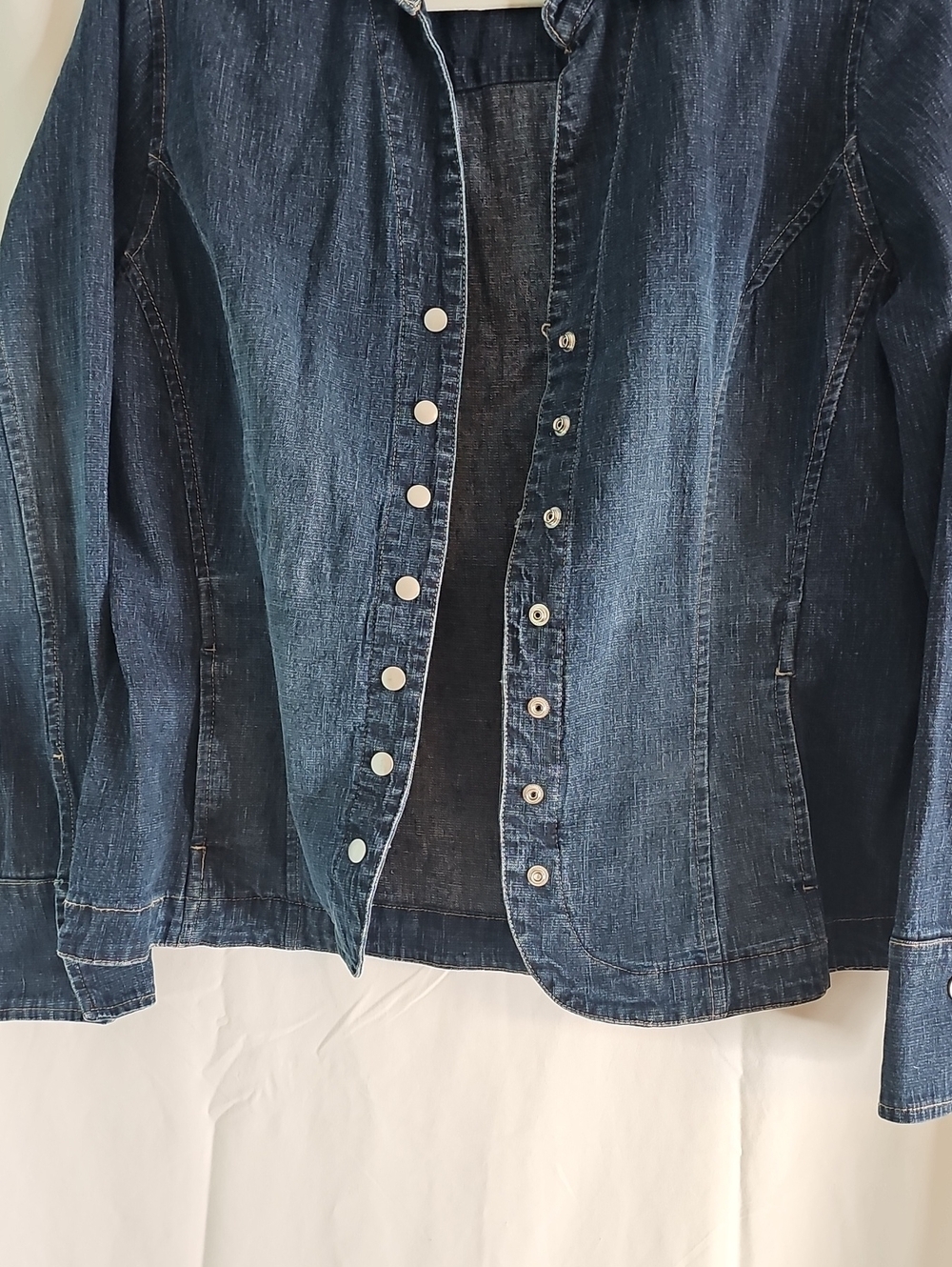 Christopher & Banks Dark Blue Denim Button-Front Jacket - Picture 3 of 7